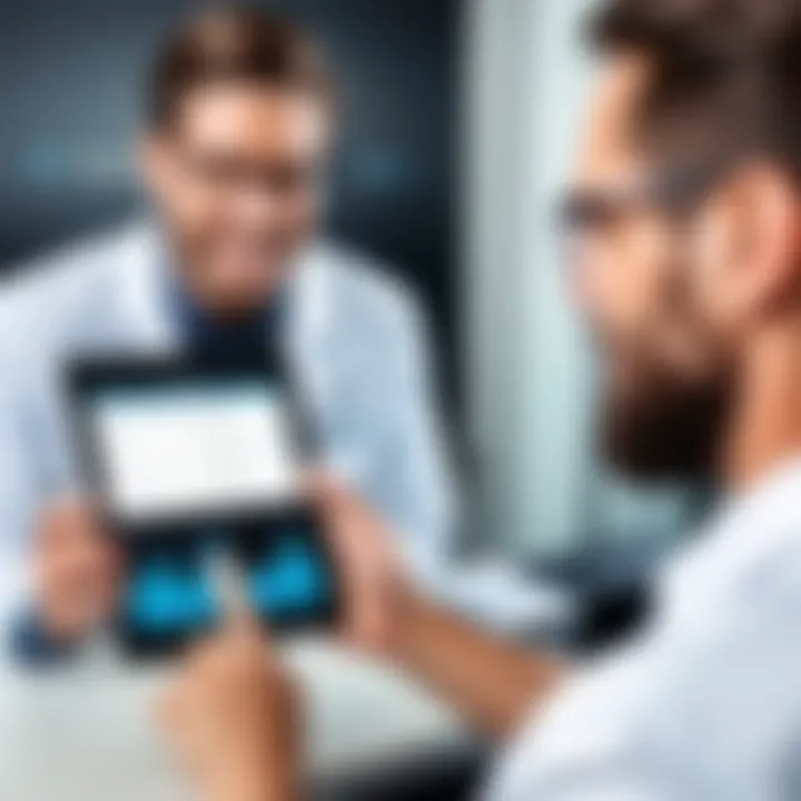 Dental practice manager analyzing app functionality