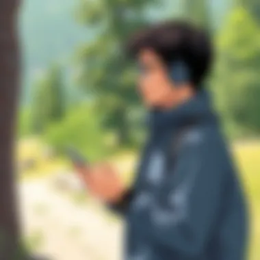 Outdoor Activity and Health Monitoring An individual engaging in outdoor exercise with technology