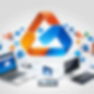 Illustration demonstrating OneDrive's integration with Microsoft Office applications.