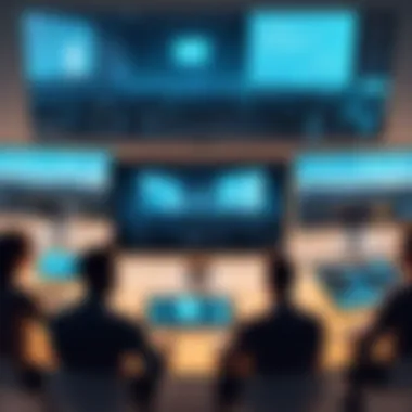 Audience Engagement Across Platforms A diverse group of target audiences engaging with a marketing video on various devices