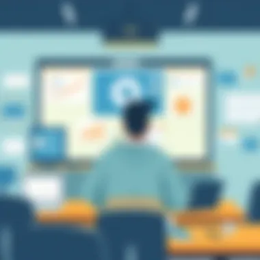 Virtual Classroom Lecture An educator conducting a virtual lecture with various digital tools.