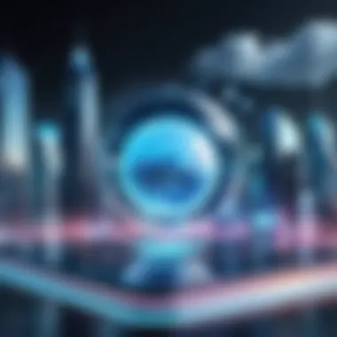 The Future of Virtual Applications in a Digital World Futuristic concept of virtual applications in a digital landscape