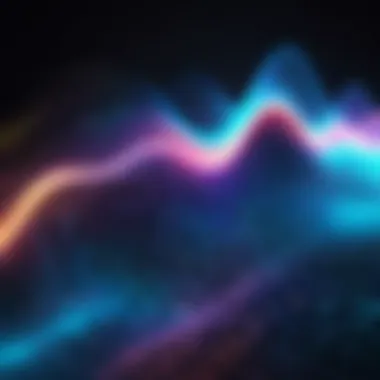 An abstract depiction of sound waves representing voice technology.