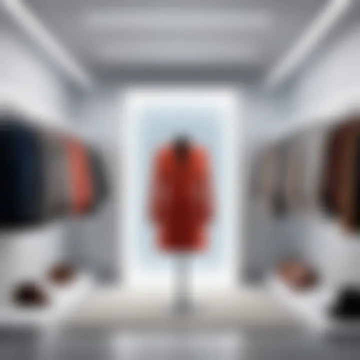 Virtual fitting room interface showcasing diverse clothing options.